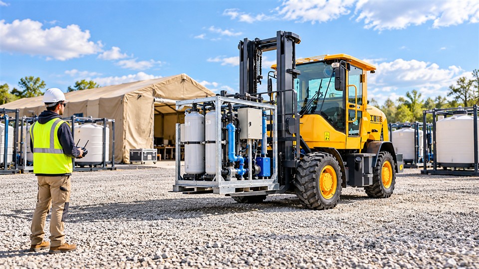 7T off-road forklift material handling application