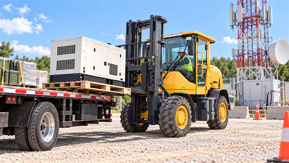 B28 remote rough-terrain forklift operating scenario