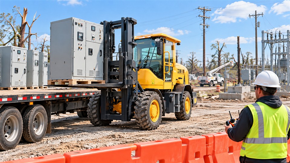 DY26-3T rough-terrain forklift material handling application