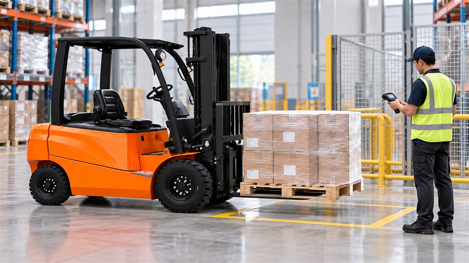 B50 lithium electric forklift work area scene