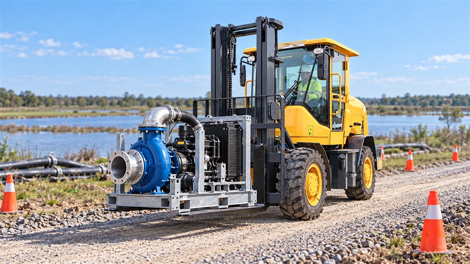 CPC30SY rough-terrain forklift material handling scene