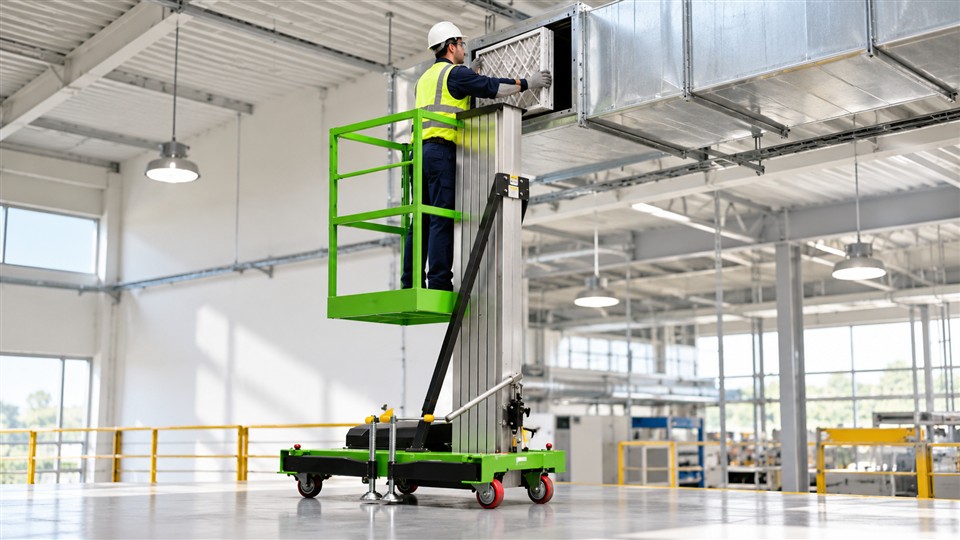 ZX14 articulating boom lift material handling scene