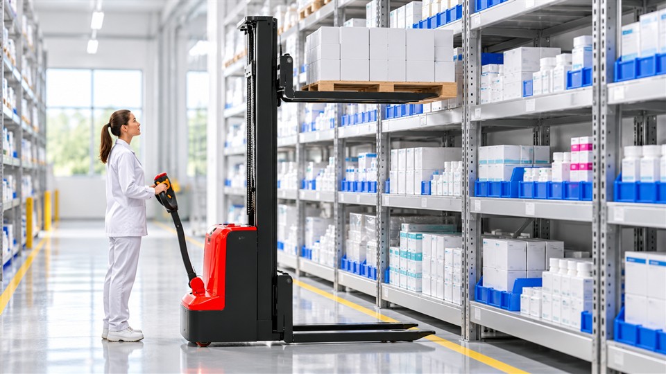 MYCPDB electric stacker material-handling scene