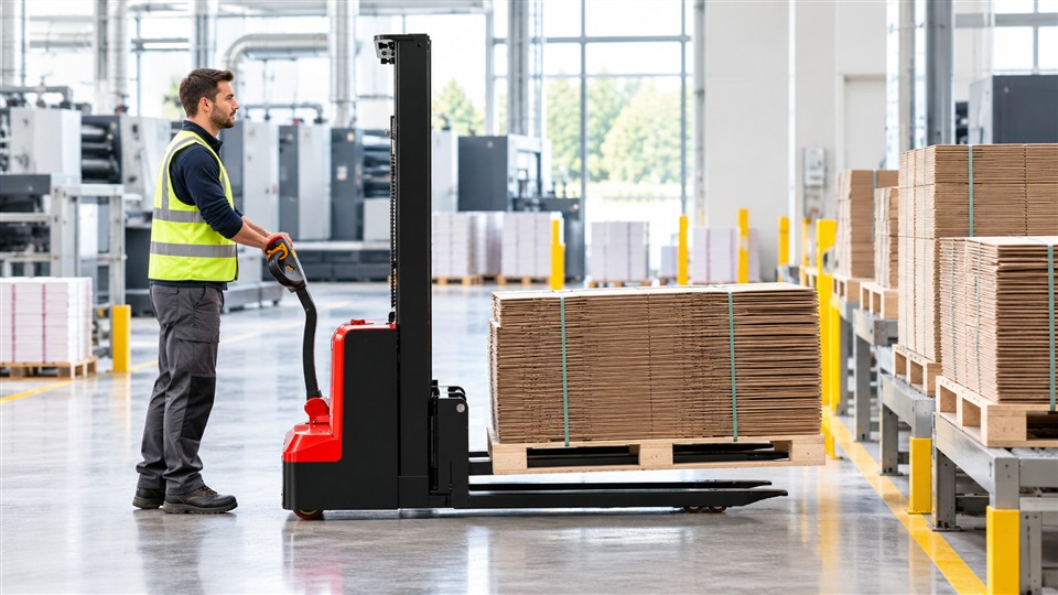 CDD15D electric stacker material-handling scene