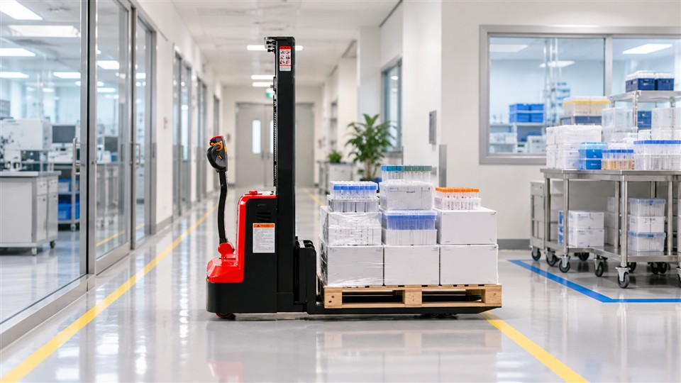 CDD15D stand-on stacker material-handling scene