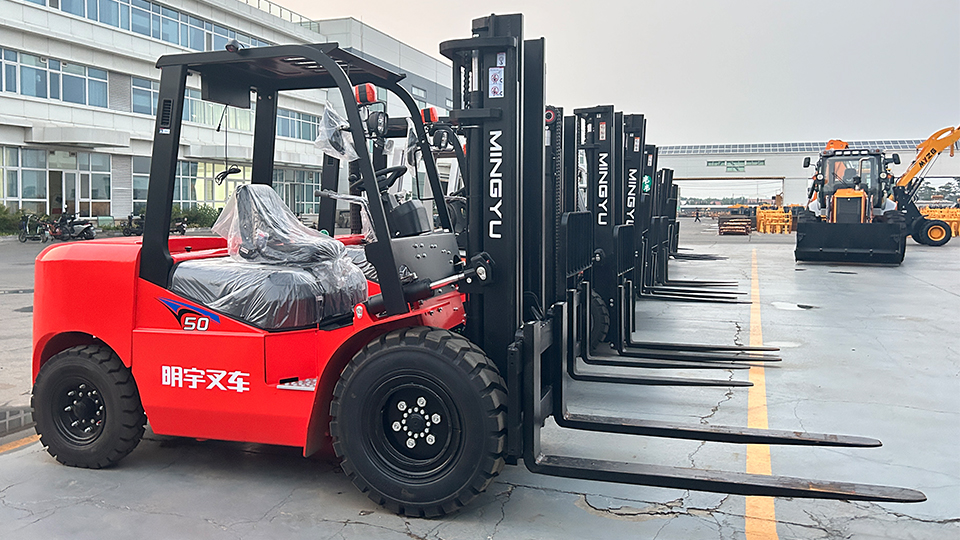 when traveling with a load on a forklift