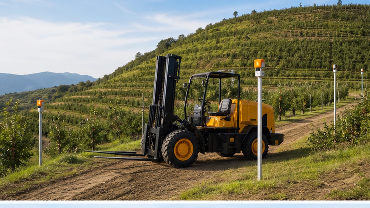 Sensor-Guided Orchard Routes for Rear-Pivot Forklifts: A 2026 Slope and Soil-Protection Guide