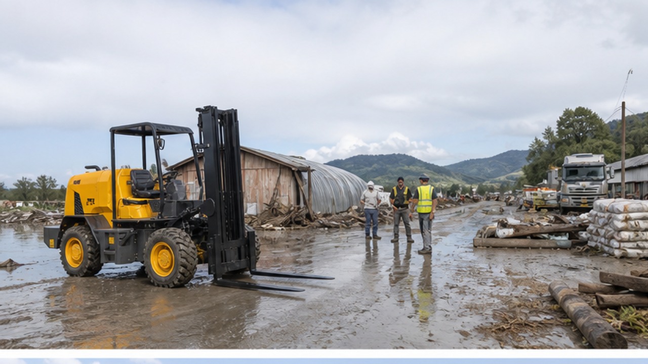 Post-Flood Material Recovery with Rear-Pivot Forklifts: A 2026 Debris and Ground-Bearing Guide