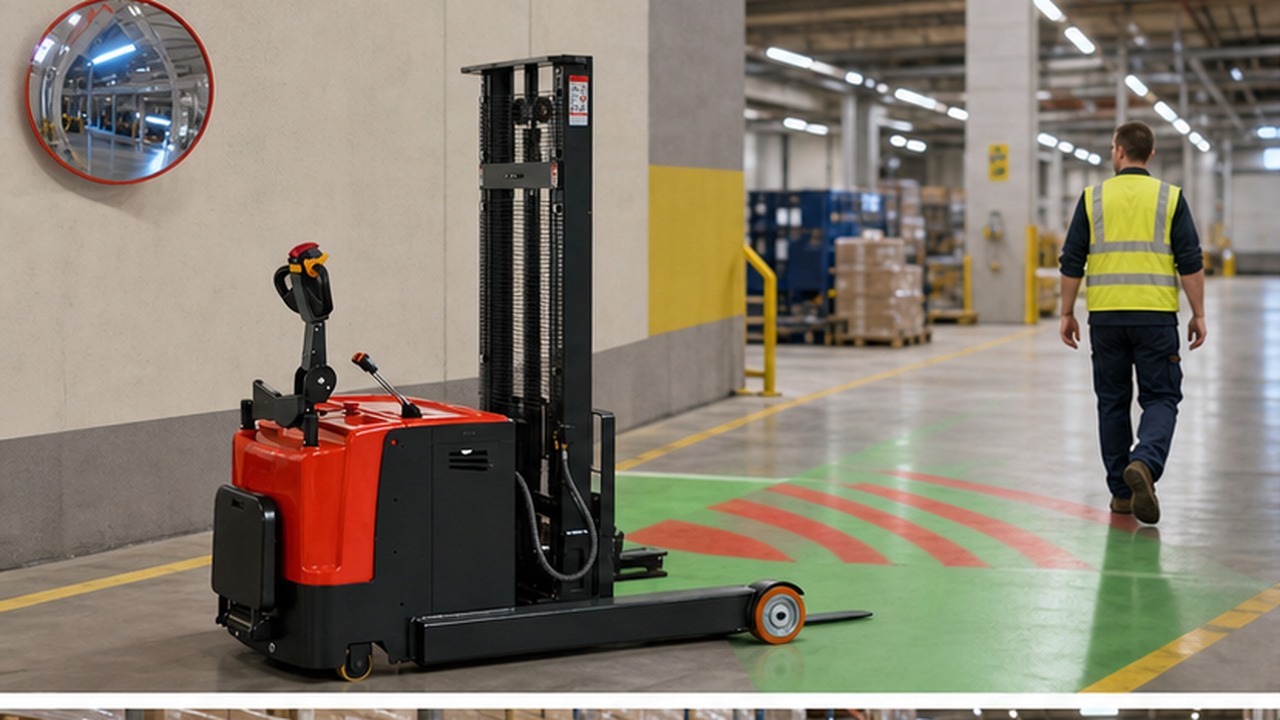 Pedestrian Detection Zones for Electric Stackers: A 2026 Blind-Corner Guide