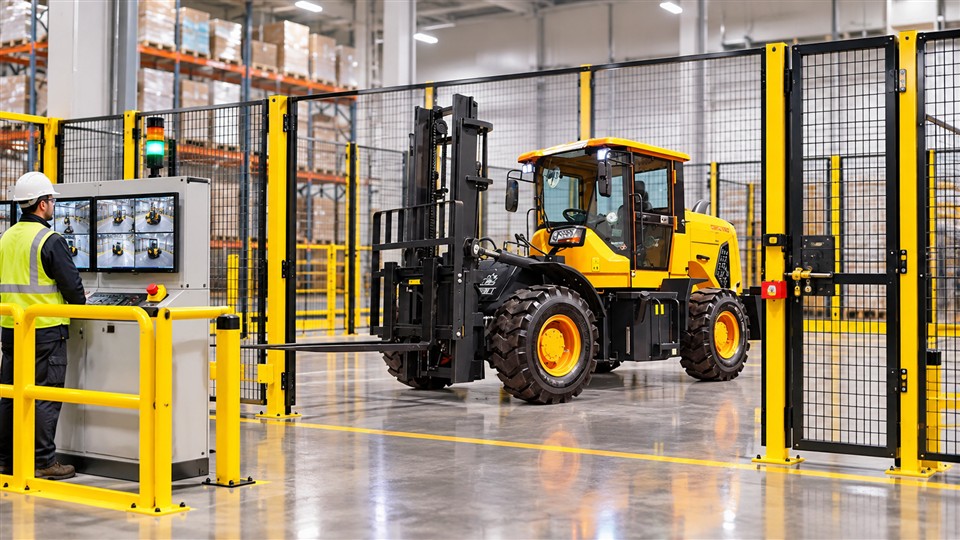 Warehouse Robot Safety 2026: Remote Rough-Terrain Forklifts with Lockout and Geofencing