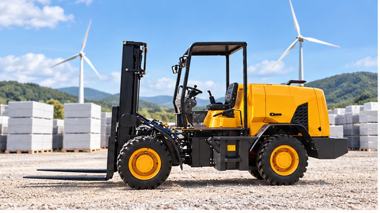 Green Intermodal Yards: Rough-Terrain Forklifts for Renewable Cargo