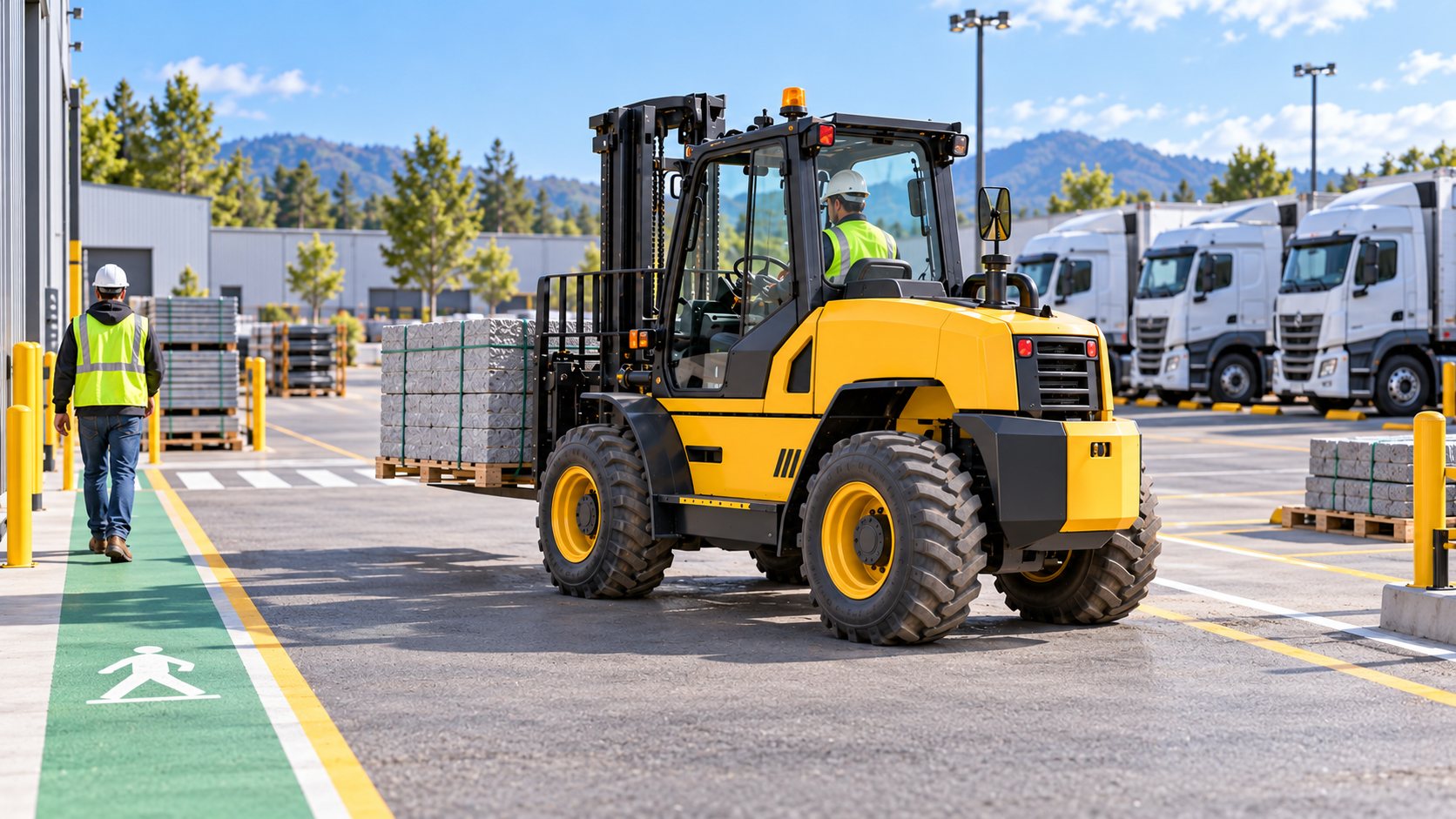 Truck Parking Pressure 2026: Rear-Swing Rough-Terrain Forklifts for Compact Yard Maneuvers