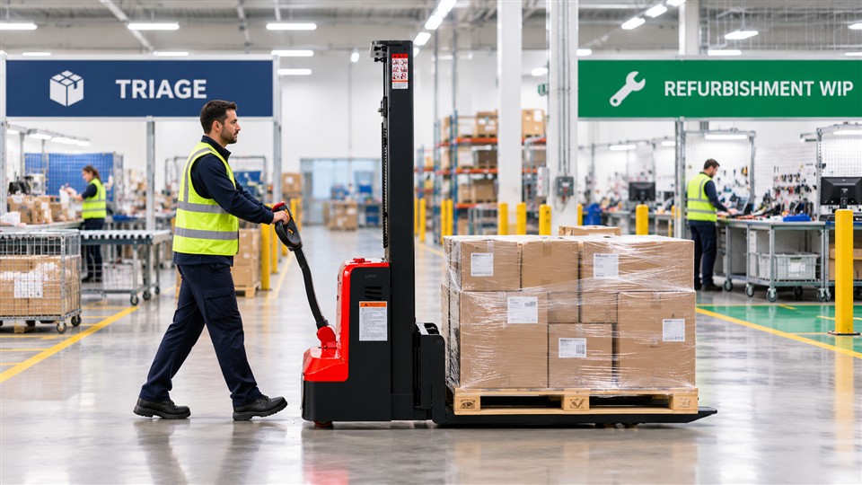 Circular E-Commerce Returns 2026: Electric Stackers for Refurbishment Hub Flow
