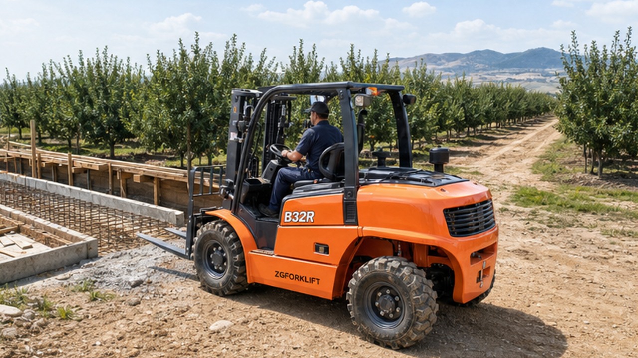 B32R Rear-Pivot Rough-Terrain Forklift for Mixed-Site Logistics