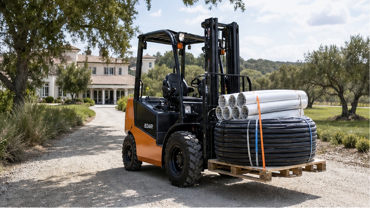 B34R Rear-Pivot Rough-Terrain Forklift for Agricultural Estate Logistics