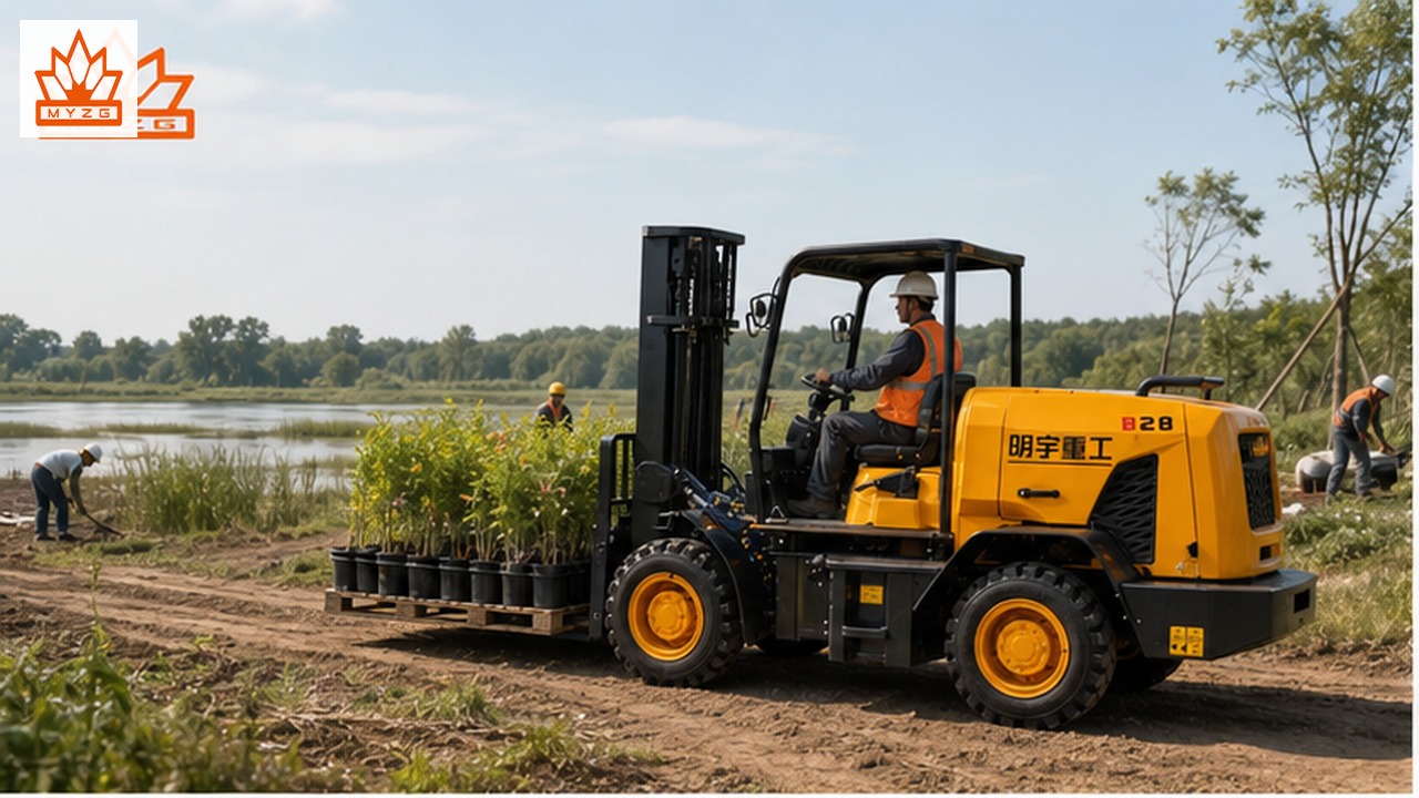 B41R Rear-Pivot Rough-Terrain Forklift for Ecological Restoration Logistics