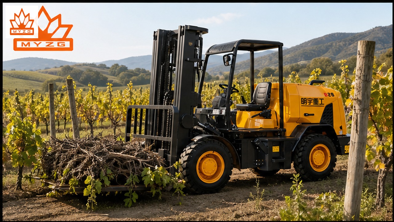 B42R Rear-Pivot Rough-Terrain Forklift for Vineyard Renovation Logistics