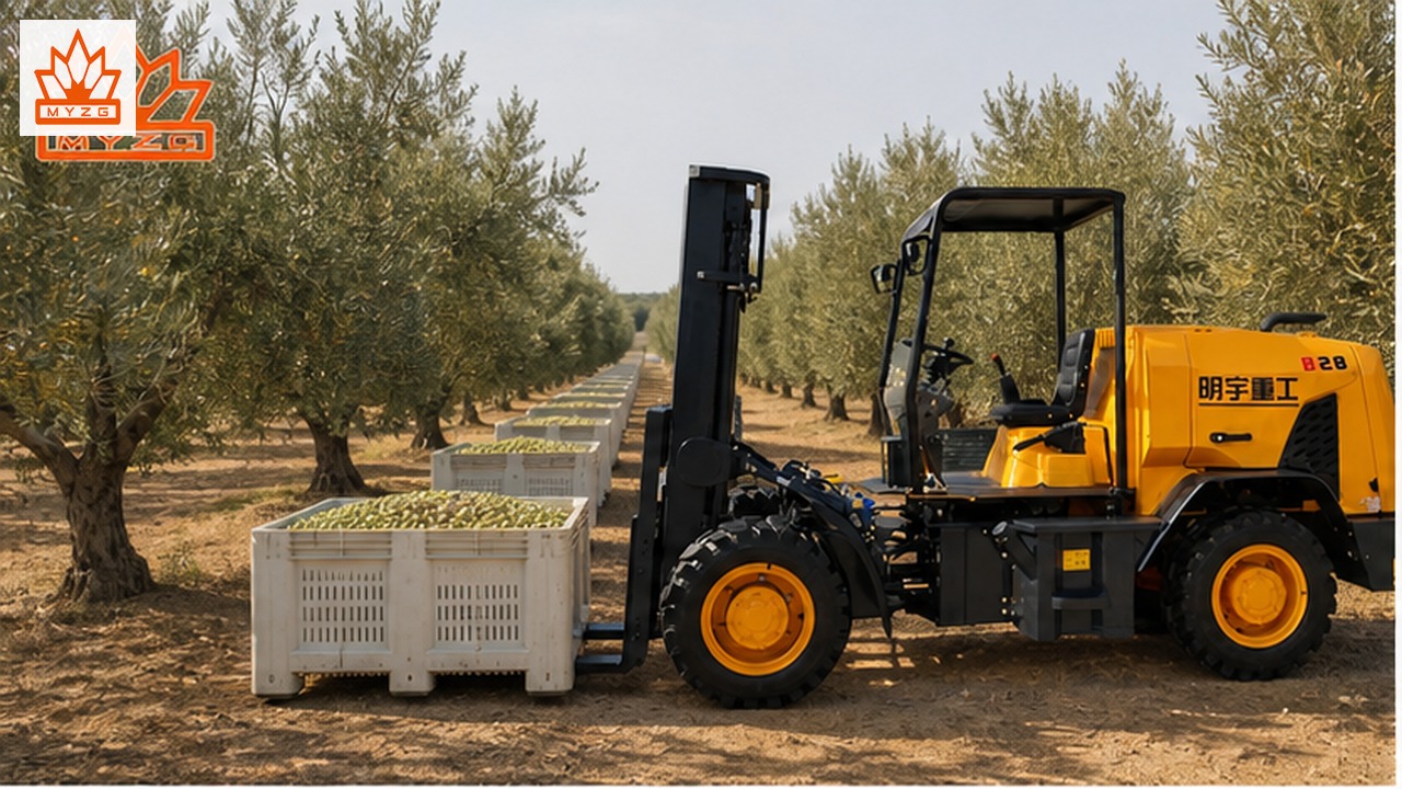 B43R Rear-Pivot Rough-Terrain Forklift for Olive Orchard Logistics