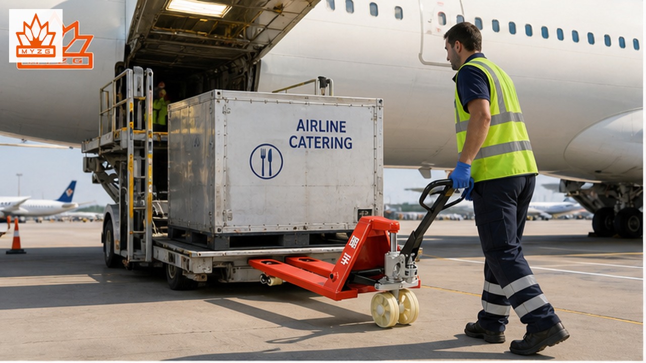 BF75-PRO Manual Pallet Truck for Airport Catering Receiving Logistics