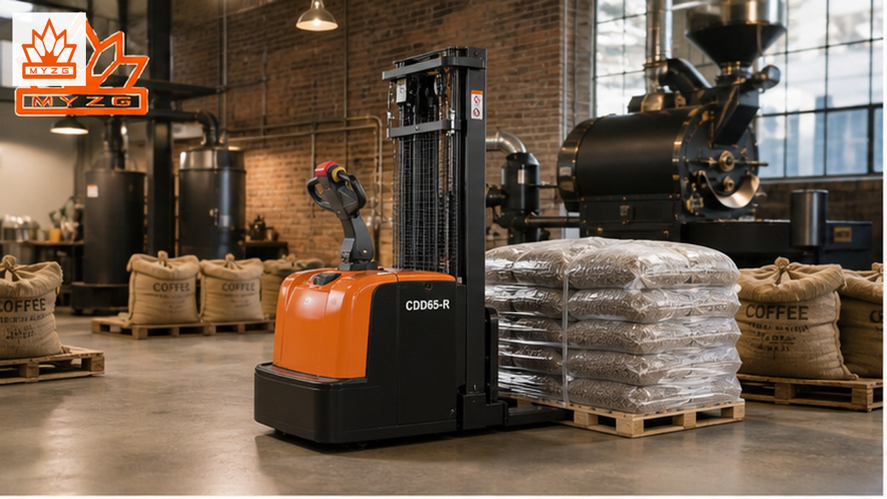 CDD65-R Electric Pallet Stacker for Coffee Roasting Warehouse Logistics