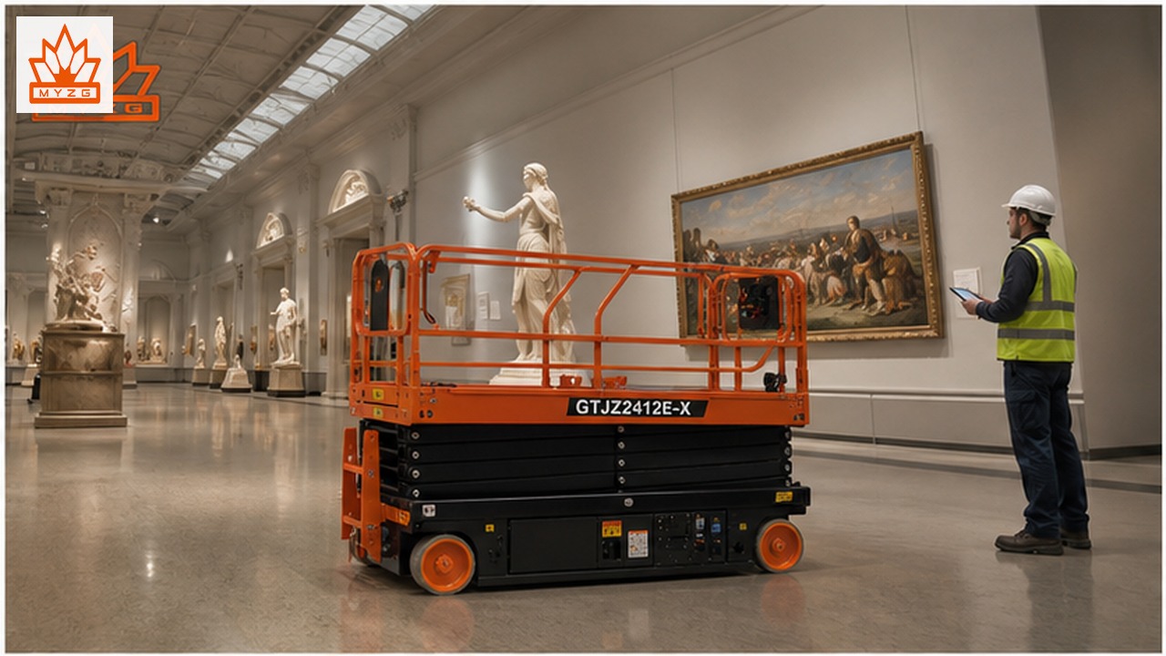 GTJZ2412E-X Electric Scissor Lift for Museum and Transit Station Service