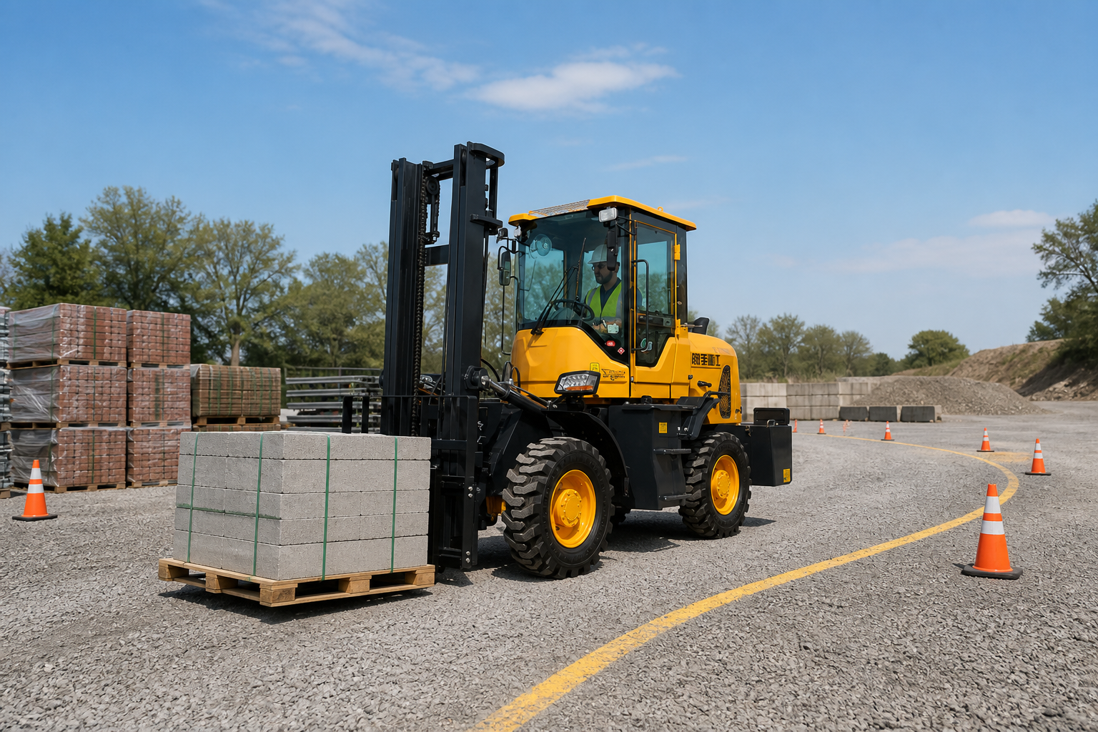 ZGFORKLIFT 3 ton diesel forklift loading export cargo at a container logistics yard
