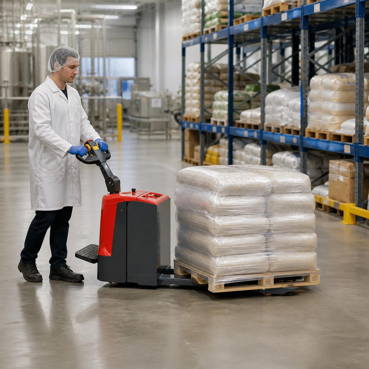 ZGFORKLIFT lithium electric counterbalance forklift moving precision components in manufacturing