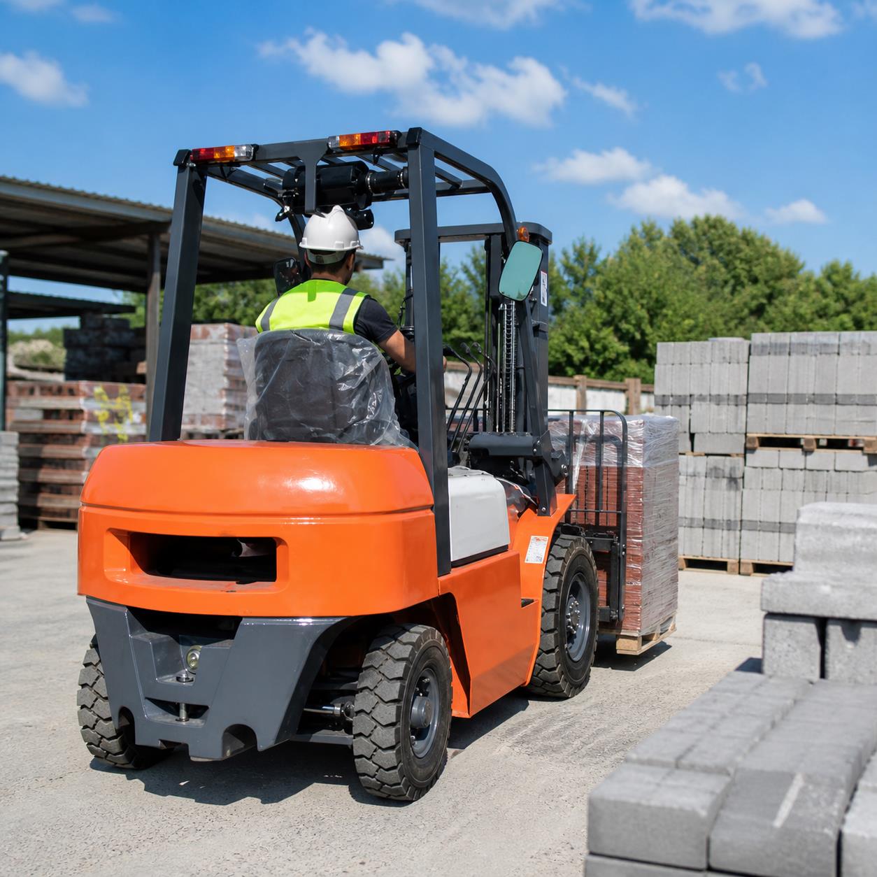 ZGFORKLIFT 3 ton diesel forklift loading export cargo at a container logistics yard