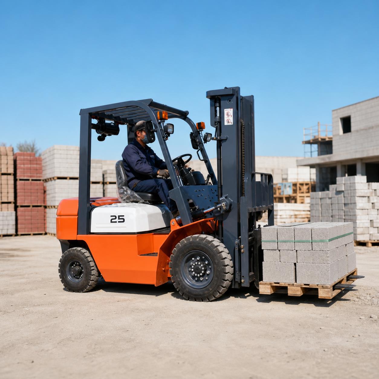 ZGFORKLIFT 3 ton diesel forklift loading export cargo at a container logistics yard