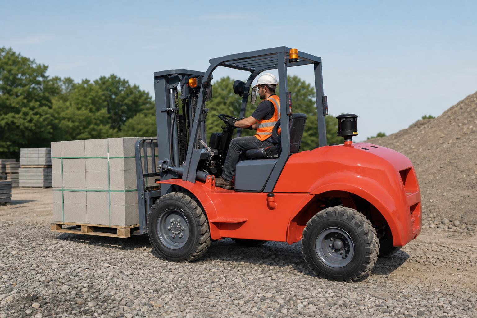 ZGFORKLIFT 3 ton diesel forklift loading export cargo at a container logistics yard
