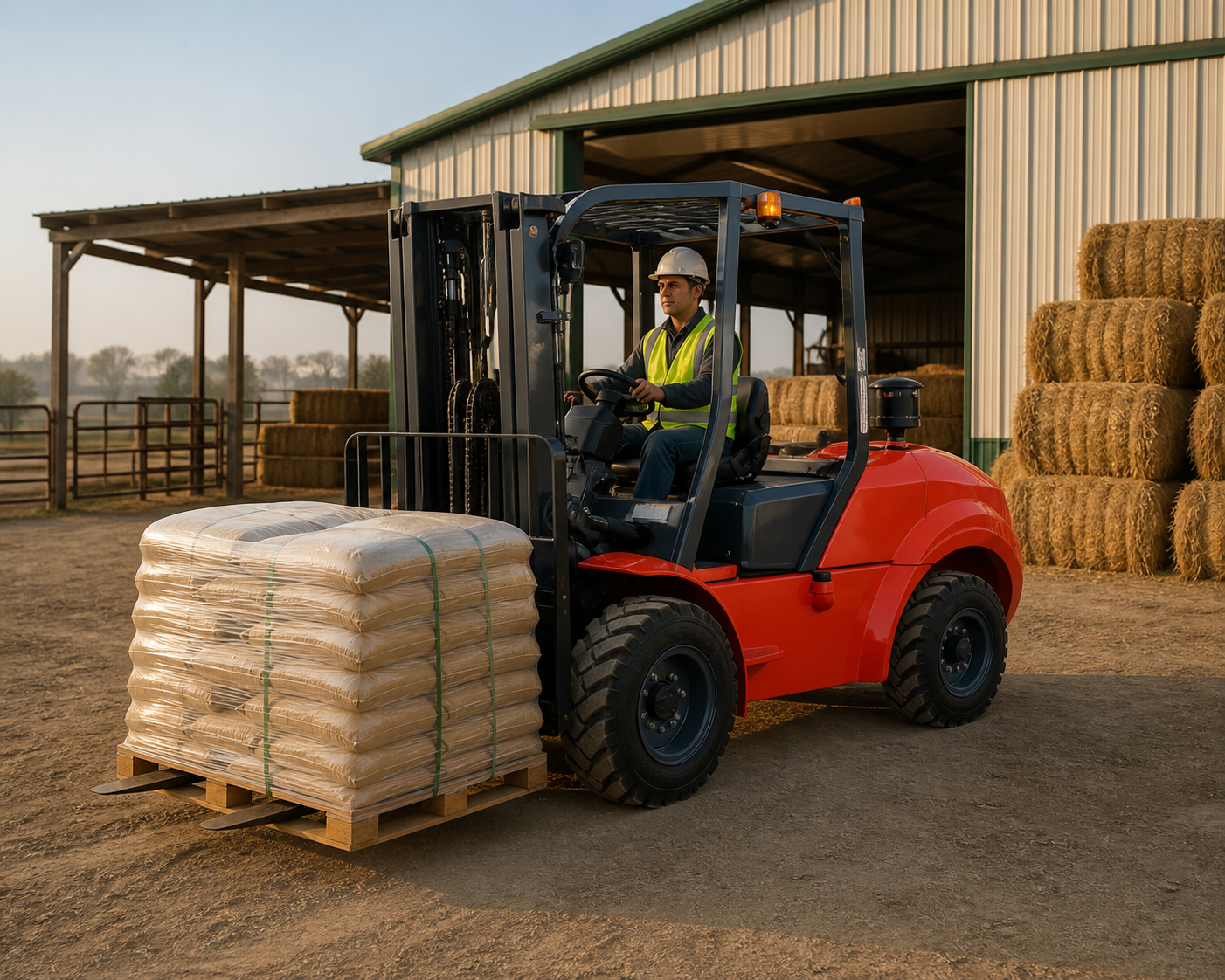 ZGFORKLIFT diesel counterbalance forklift handling steel components in a manufacturing plant