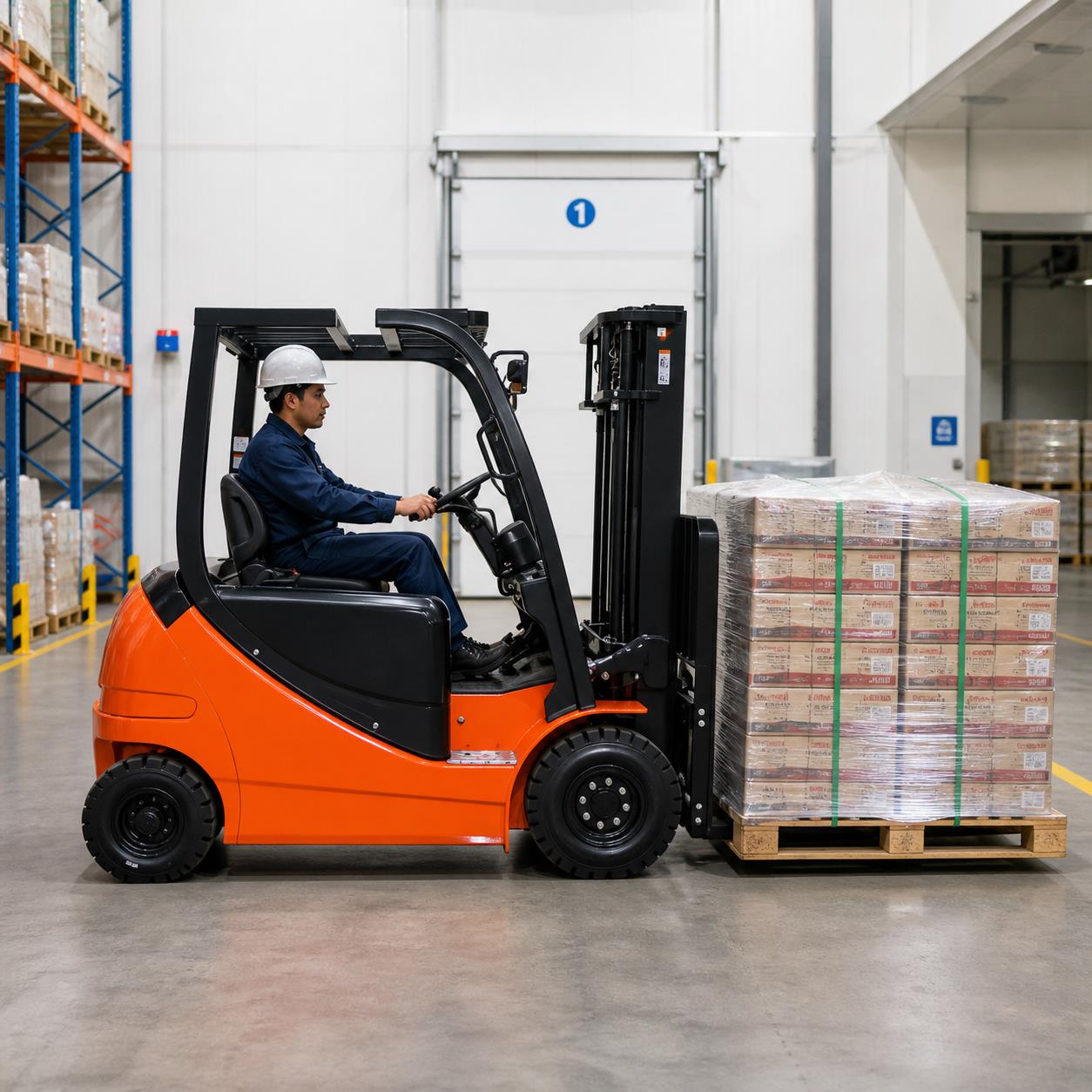 ZGFORKLIFT 3 ton lithium-ion electric forklift handling consumer goods in a distribution center