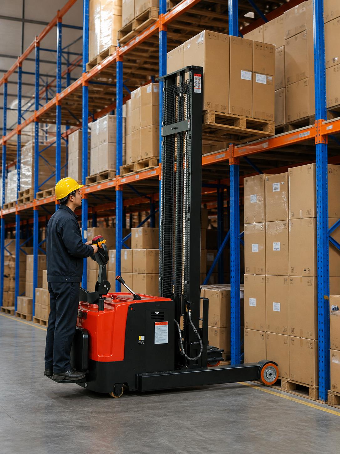 ZGFORKLIFT 3 ton lithium-ion electric forklift handling consumer goods in a distribution center