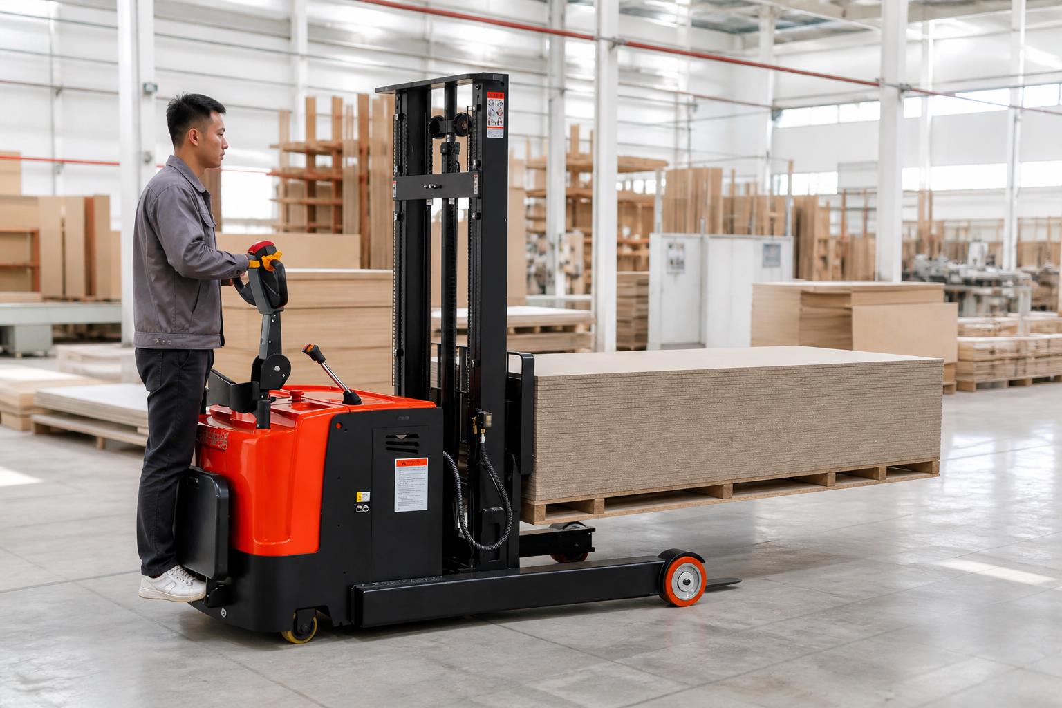 MYZG lithium battery forklift transporting refrigerated food in a cold-chain warehouse