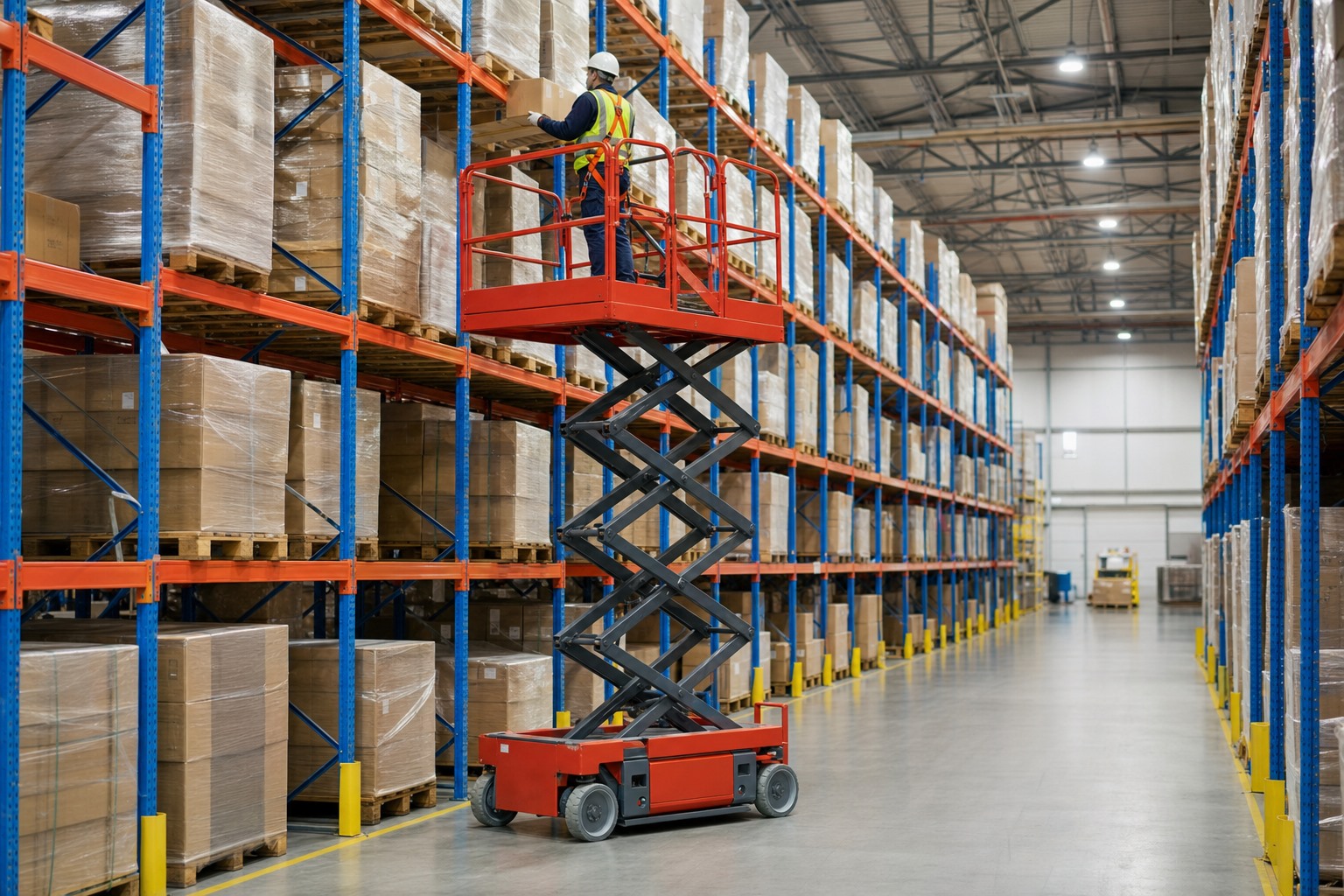 ZGFORKLIFT self-propelled scissor lift for warehouse order picking and high-bay inventory work